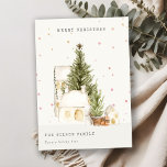 Cartão De Festividades Casas de Árvore Branca de Neve Saudações Feliz de<br><div class="desc">Se precisar de mais alguma personalização,  por favor,  sinta-se à vontade para me enviar uma mensagem em yellowfebstudio@gmail.com.</div>