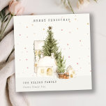 Cartão De Festividades Casas de Árvore Branca de Neve Saudações Feliz de<br><div class="desc">Se precisar de mais alguma personalização,  por favor,  sinta-se à vontade para me enviar uma mensagem em yellowfebstudio@gmail.com.</div>