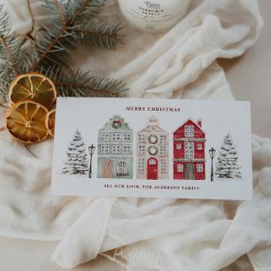 Cartão De Festividades Casas em Aquarela 