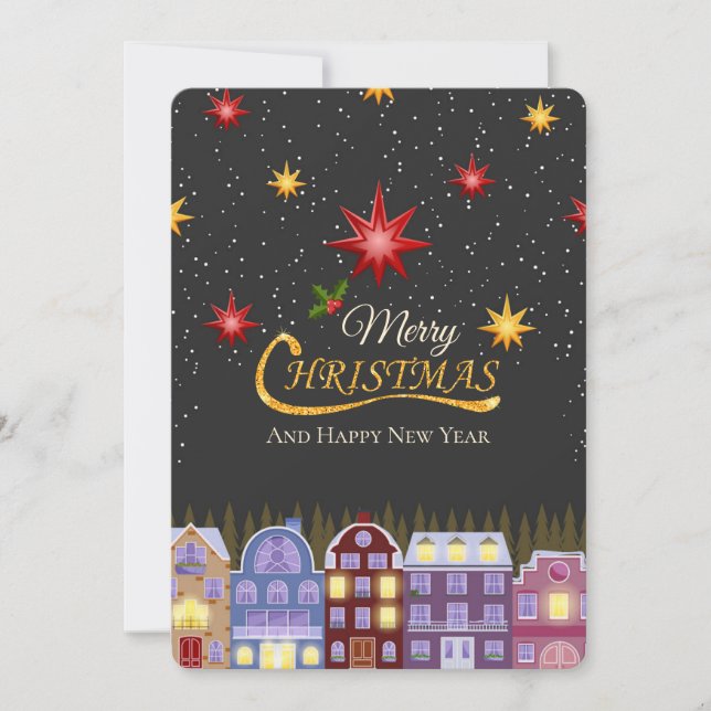 Cartão De Festividades Casas escandinavas elegantes Feliz Natal (Frente)