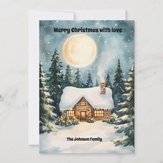 Cartão De Festividades Casca de Natal com neve (Frente)