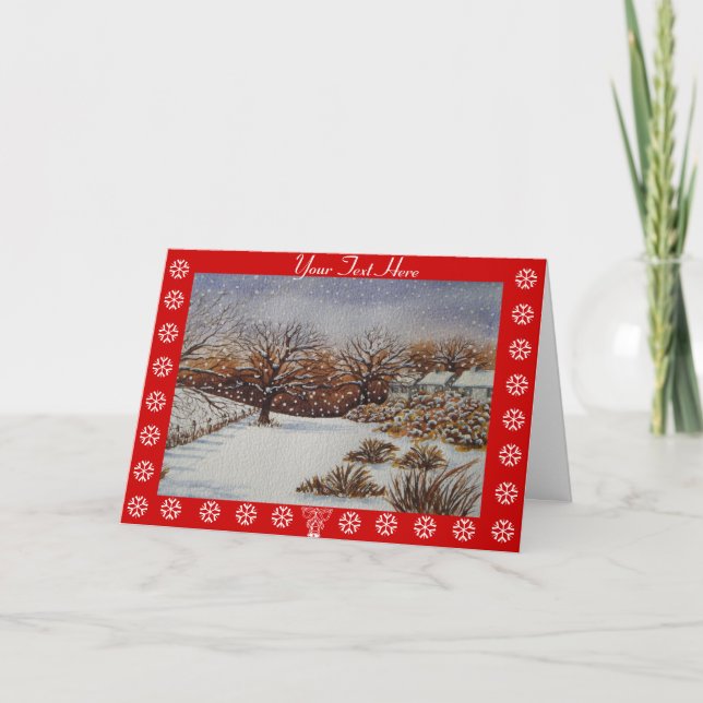 Cartão De Festividades cascalho rural cena de neve atmosférica sazonal (Frente)