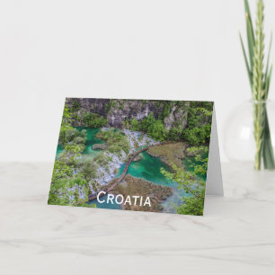 Cartão De Festividades Cascata em cascata de cachos Plitvice, parque de l