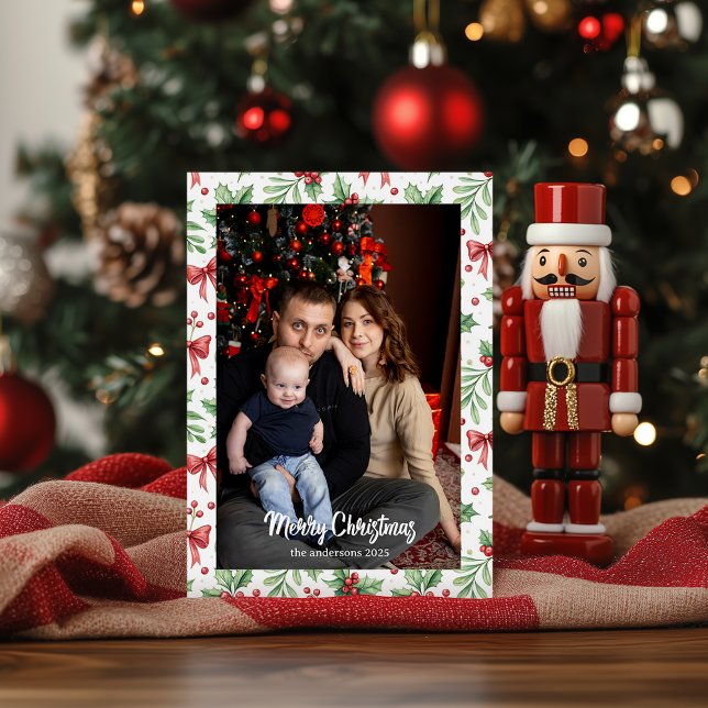 Cartão De Festividades Castanho Castor Aquarela |Feliz Natal (Criador carregado)