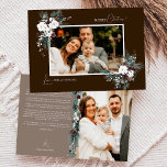 Cartão De Festividades Castanho Verde Natais vintages Duas Imagens<br><div class="desc">Bem-vindos aos nossos encantadores Natal vintage de Cartão de Feriado Marrom com Duas Imagens, onde o charme vintage encontra elegância moderna. Este design apresenta uma intricada aquarela verde e caligrafia sutilmente elegante com simples tipografia, capturando a essência do conforto tradicional e do núcleo de chalé rústico. Com um toque de...</div>