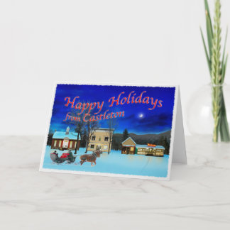 Cartão De Festividades Castleton Vermont numa noite de inverno