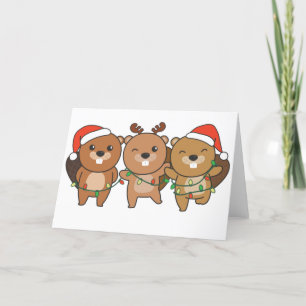 Cartão De Festividades Castor Natal Animais De Natal Fofo Castor Hol
