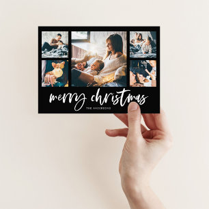 Cartão De Festividades Casual Script Multi Grade de Fotos   Feliz Natal