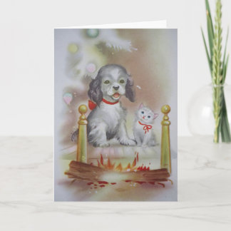 Cartão De Festividades Cat and Dog Christmas