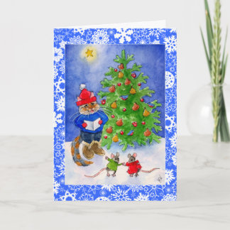 Cartão De Festividades Cat and Mice Christmas or Holiday card