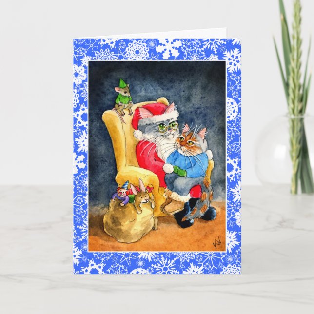 Cartão De Festividades Cat and Mice Christmas or Holiday card (Frente)