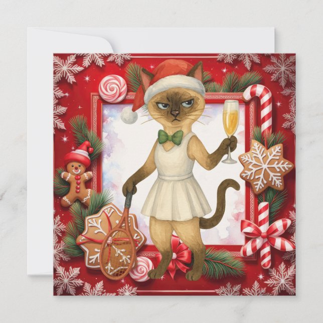 Cartão De Festividades Cat Christmas greeting for cat lovers (Frente)