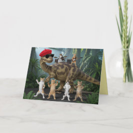 Cartão De Festividades Cat Dinosaur Music Card