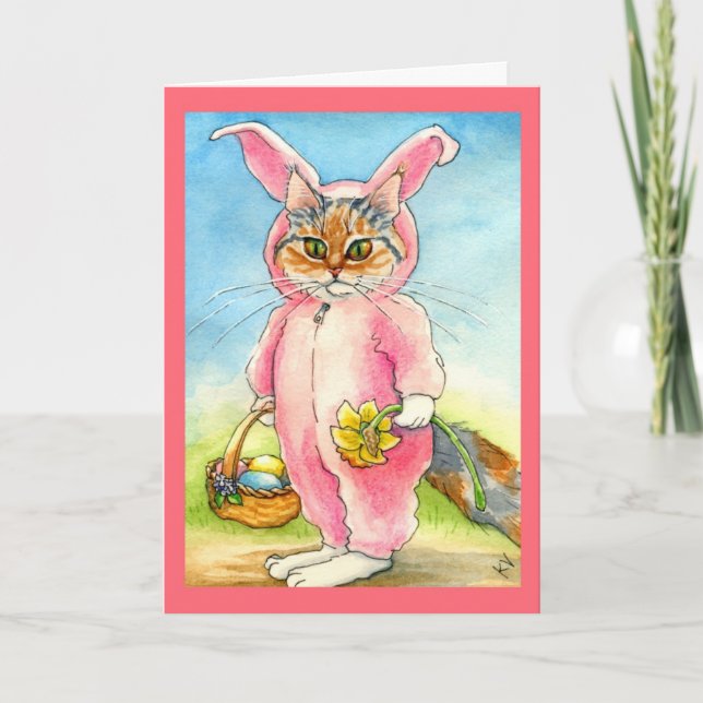 Cartão De Festividades Cat in a bunny suit Easter card (Frente)