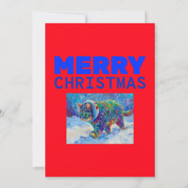 Cartão De Festividades Cat in Snow Wearing Ear Muffs 