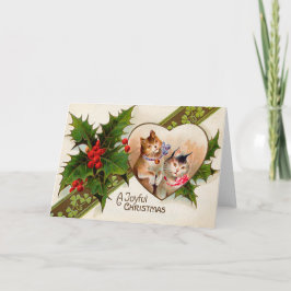 Cartão De Festividades Cat Kitten Heart Shamrock Holly