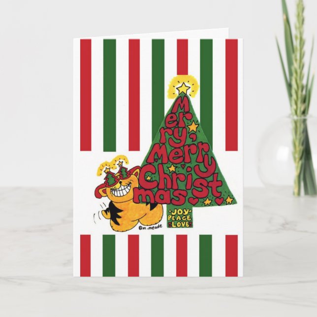 Cartão De Festividades Cat Lover Christmas Card (Frente)