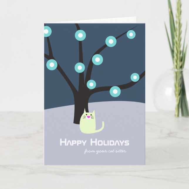 Cartão De Festividades Cat Sitter's Holiday Card (Frente)