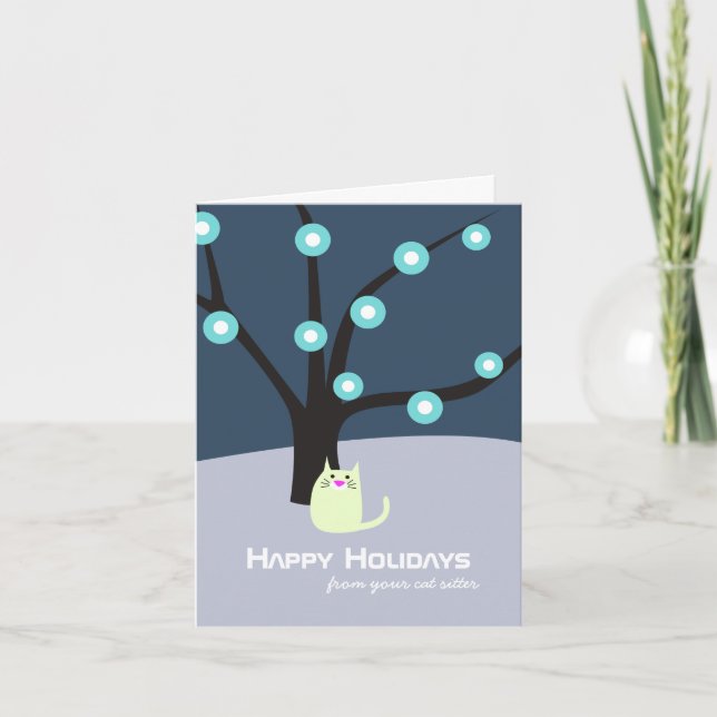 Cartão De Festividades Cat Sitter's Holiday Card (Frente)