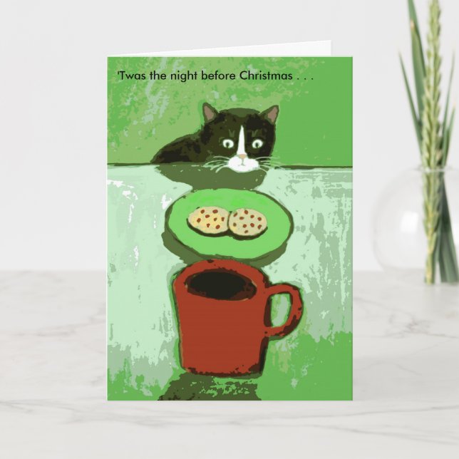 Cartão De Festividades Cat with Cookies Christmas Card (Frente)