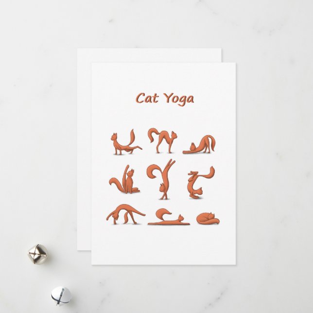 Cartão De Festividades Cat Yoga (Frente/Verso In Situ)
