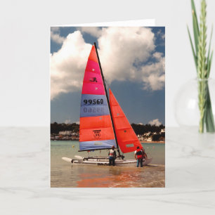 Cartão De Festividades Catamarã Hobie pronto para velejar
