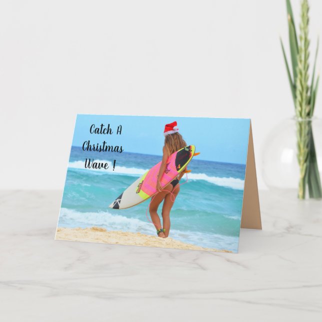 Cartão De Festividades Catar Uma Onda De Natal (Frente)