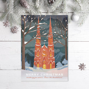 Cartão De Festividades Catedral de inverno Ilustrada Natal