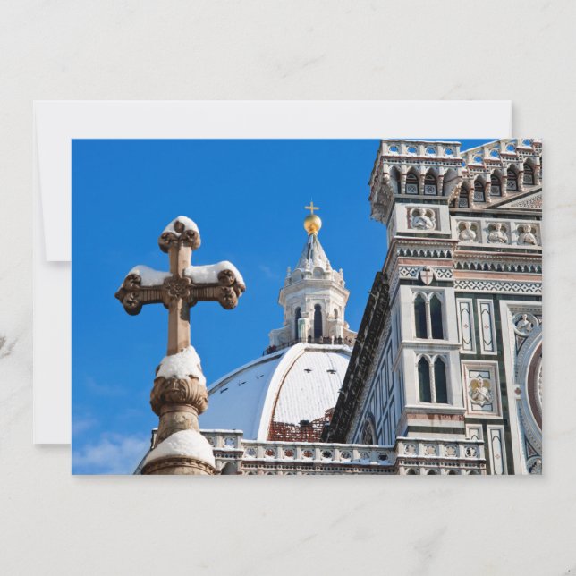 Cartão De Festividades Catedral italiana coberta em neve (Frente)