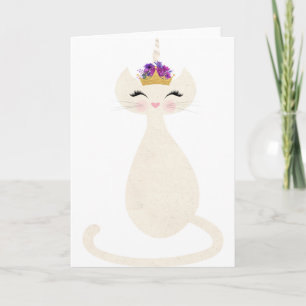 Cartão De Festividades caticorn unicorn cat com princesa coroa