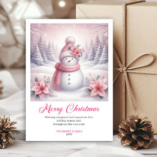 Cartão De Festividades Cativante Cena de Inverno Editável do Pinkmas Nata