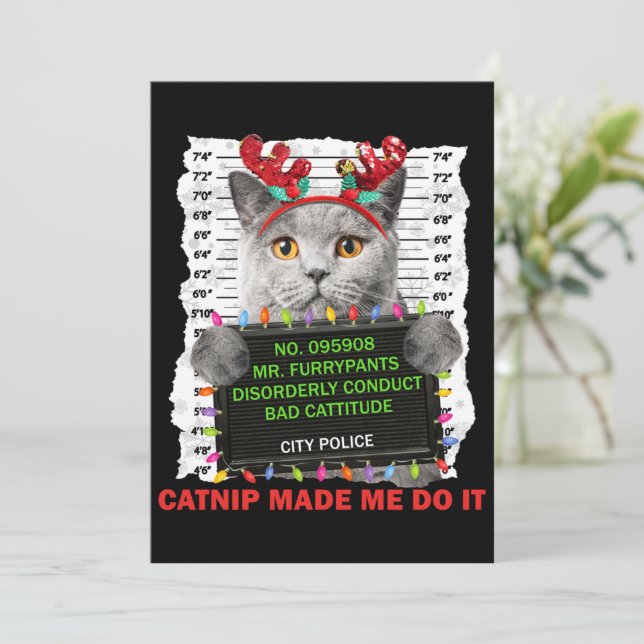 Cartão De Festividades Catnip Natal Feio Para Gato Mãe Pai Gato Amor (Em pé/Frente)