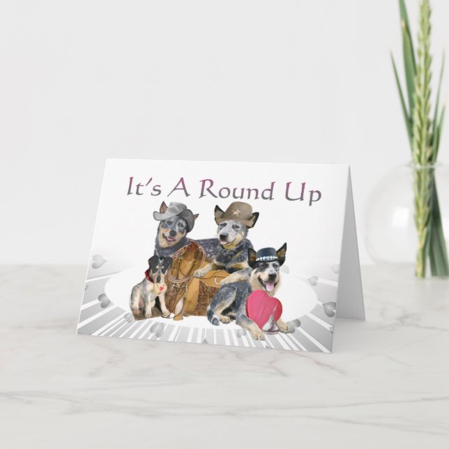 Cartão De Festividades Cattle Dog Valentine Round up Cards (Frente)