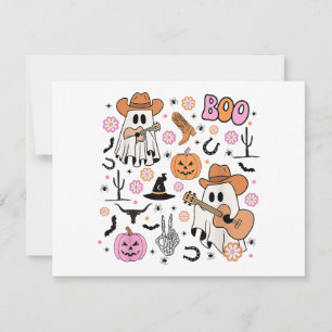 Cartão De Festividades Caubói Fantasma Assustador Bonito Boo Halloween Oc