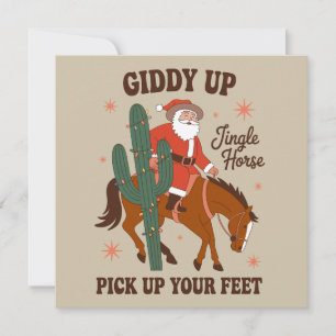Cartão De Festividades Caubói Giddy Up Jingle Cavalo Levanta os Pés