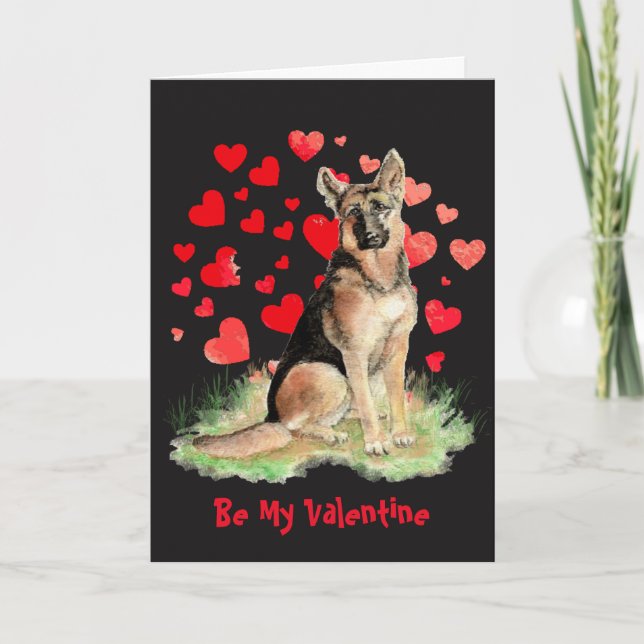 Cartão De Festividades Cause I Woof Love You German Shepherd  Valentine (Frente)