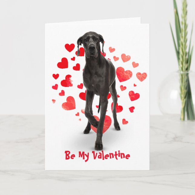 Cartão De Festividades Cause I Woof Love You Great Dane Dog Valentine (Frente)