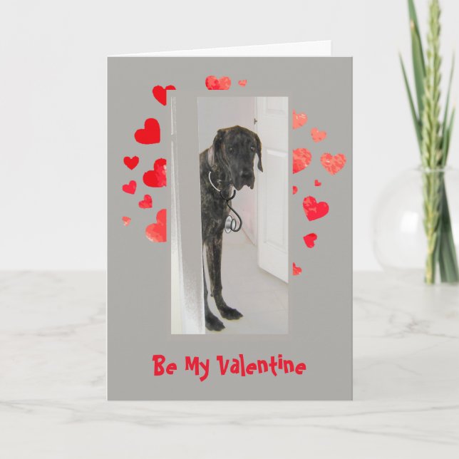 Cartão De Festividades Cause I Woof Love You Great Dane Dog Valentine (Frente)