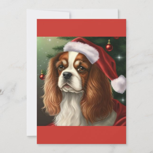Cartão De Festividades Cavaleiro de Natal King Charles Spaniel T-Shirt (Frente)