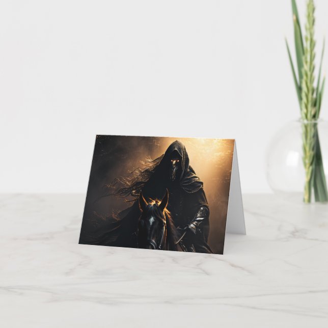 Cartão De Festividades Cavaleiro Negro Halloween (Frente)
