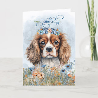Cartão De Festividades Cavalier King Charles Dog Wildflowers Mother's Day