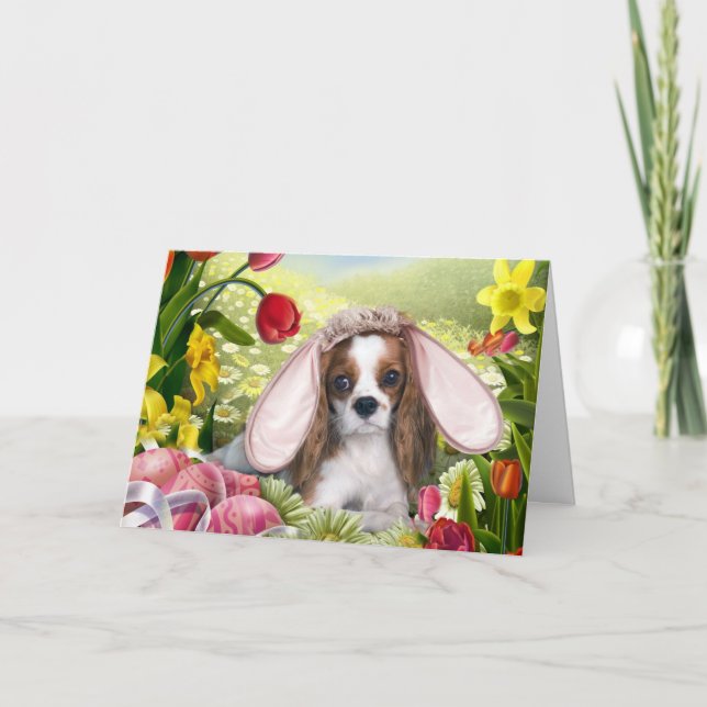 Cartão De Festividades Cavalier King Charles Easter Cards (Frente)