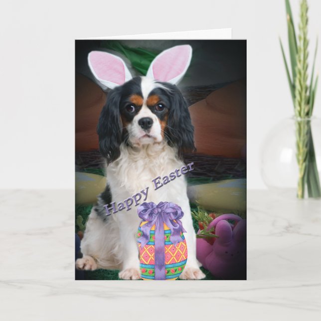 Cartão De Festividades Cavalier King Charles Easter Egg Hunt (Frente)