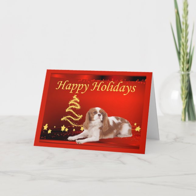Cartão De Festividades Cavalier King Charles Spaniel Christmas Card Stars (Frente)
