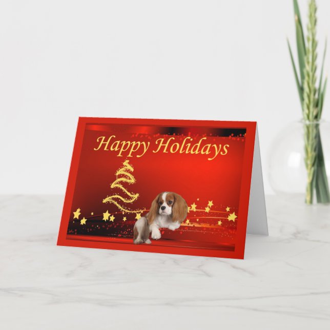 Cartão De Festividades Cavalier King Charles Spaniel Christmas Card Stars (Frente)