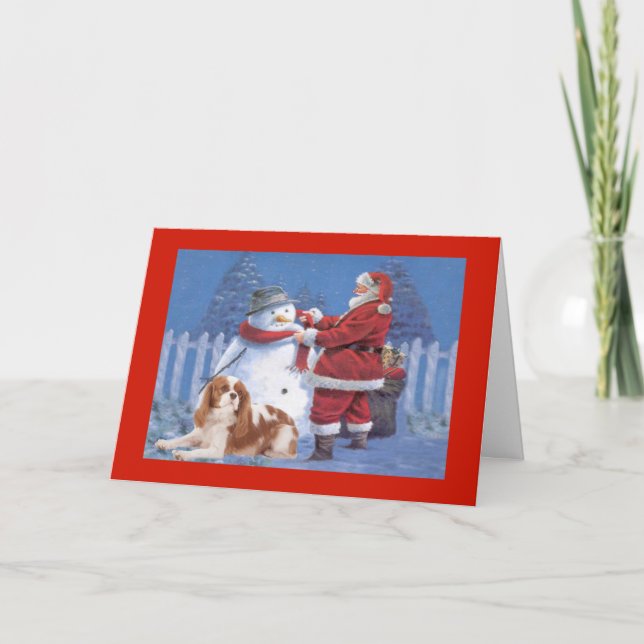 Cartão De Festividades Cavalier King Charles Spaniel Christmas Snowman (Frente)
