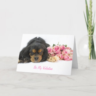 Cartão De Festividades Cavalier King Charles Spaniel E Namorados Rosa