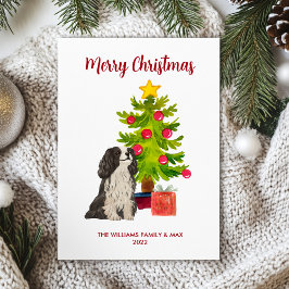 Cartão De Festividades Cavalier King Charles Spaniel Família Natal