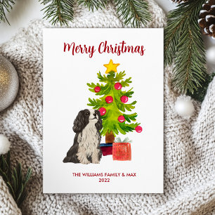 Cartão De Festividades Cavalier King Charles Spaniel Família Natal
