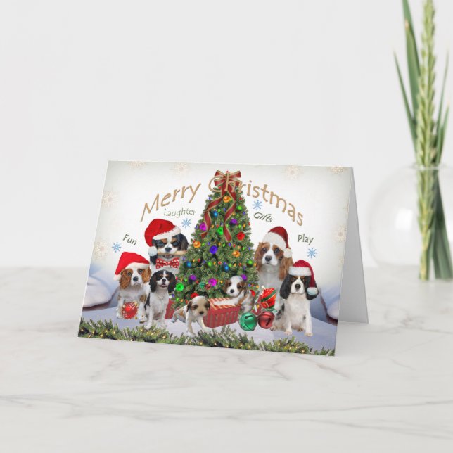 Cartão De Festividades Cavalier King Charles Spaniel Merry Christmas Card (Frente)
